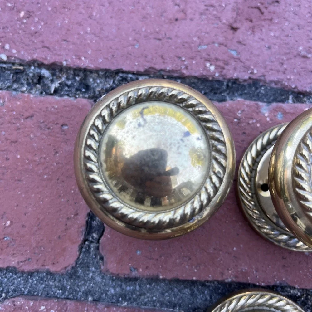 Gold Brass Twist Rope Door Knob Estate 2 Pair Brass NOS - KNOBS Some Hardware